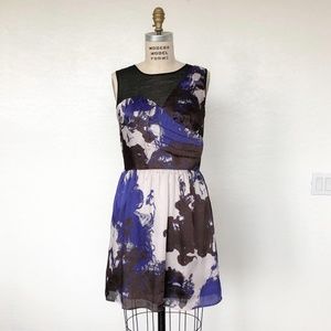 HYPE - Printed Satin Dress with Chiffon